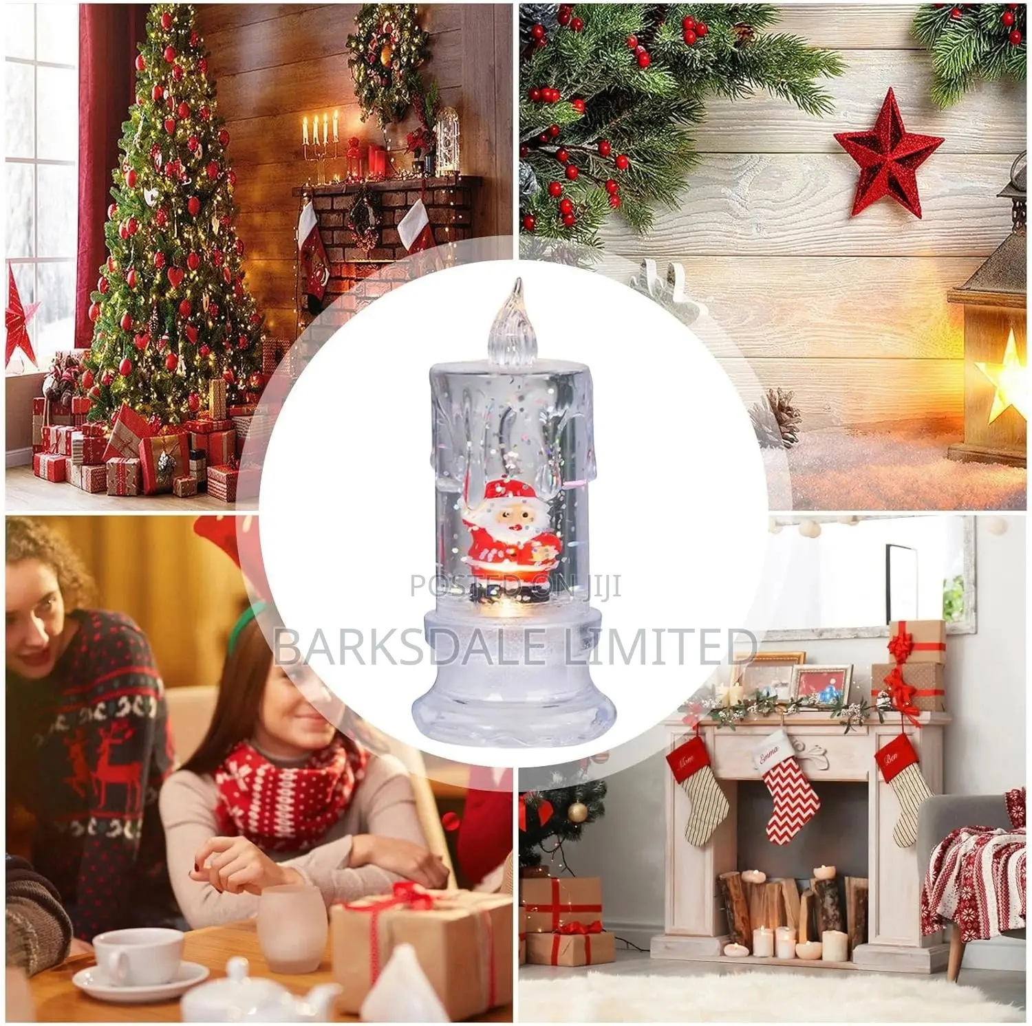 Xmas Christmas Candles Lights Santa Snowman Electronic