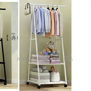 White Clothe Rack With Hanger and Wheels