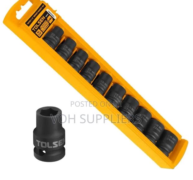 Tolsen 18295 Industrial 10pcs 1/2" Drive Impact Socket Set - main view
