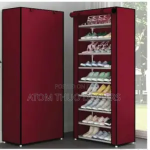 Modern Shoe Rack With Its Cover-Maroon