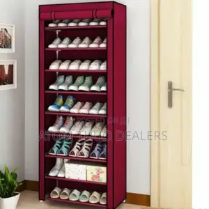 Modern Shoe Rack With Its Cover-Maroon
