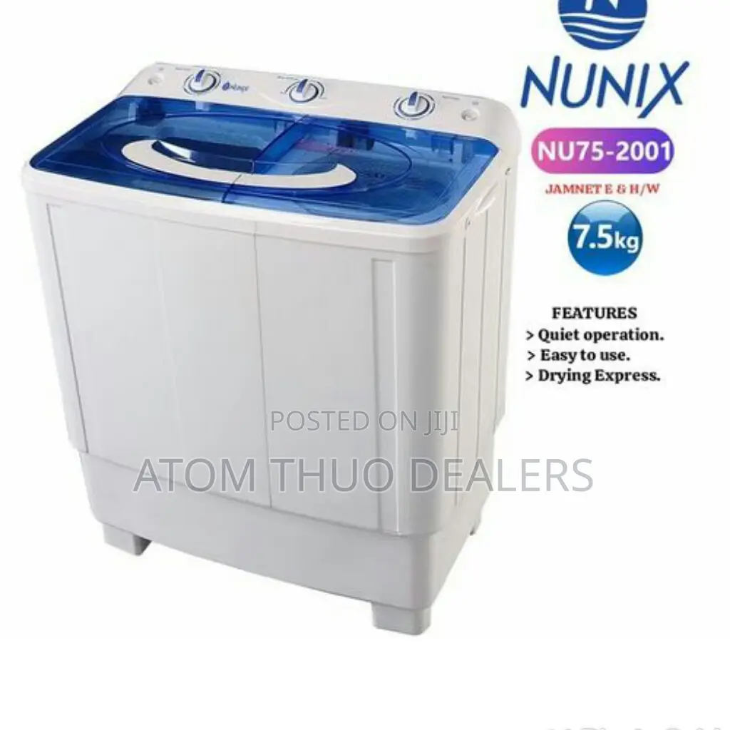 White Nunix 7.5 Kg Top Load Twin Tub Washing Machine