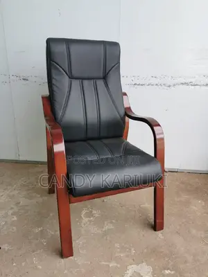 Mahogany Frame Leather Waiting Chair