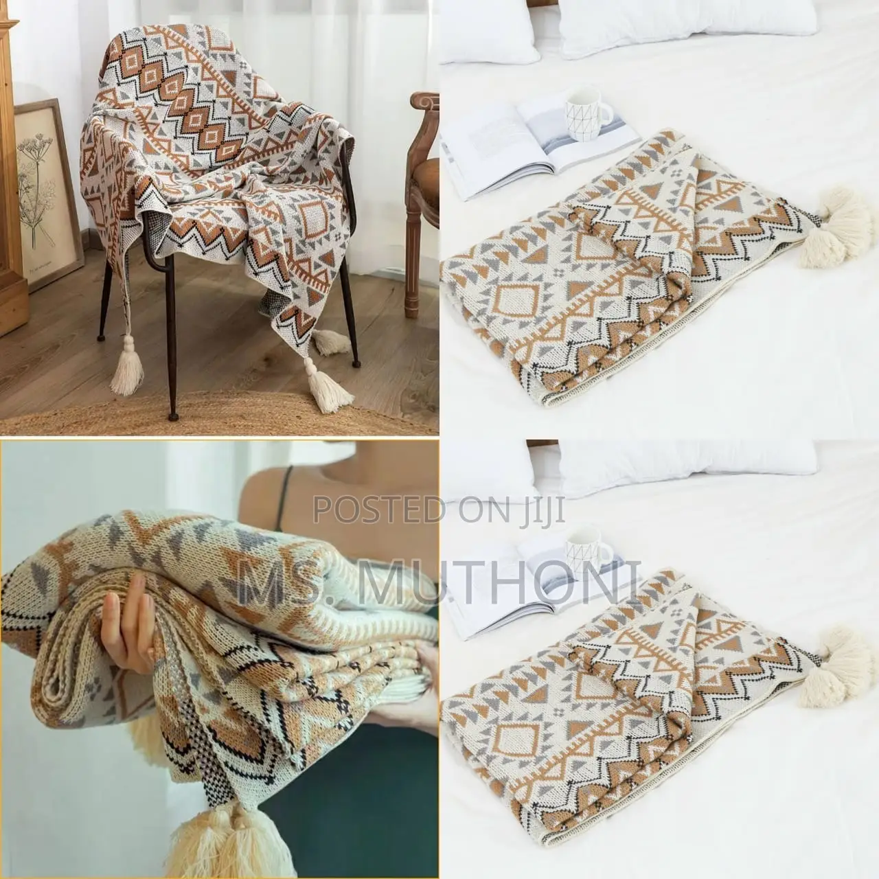 *Nordic Bohemian Knitted Throw Blankets With Tassels