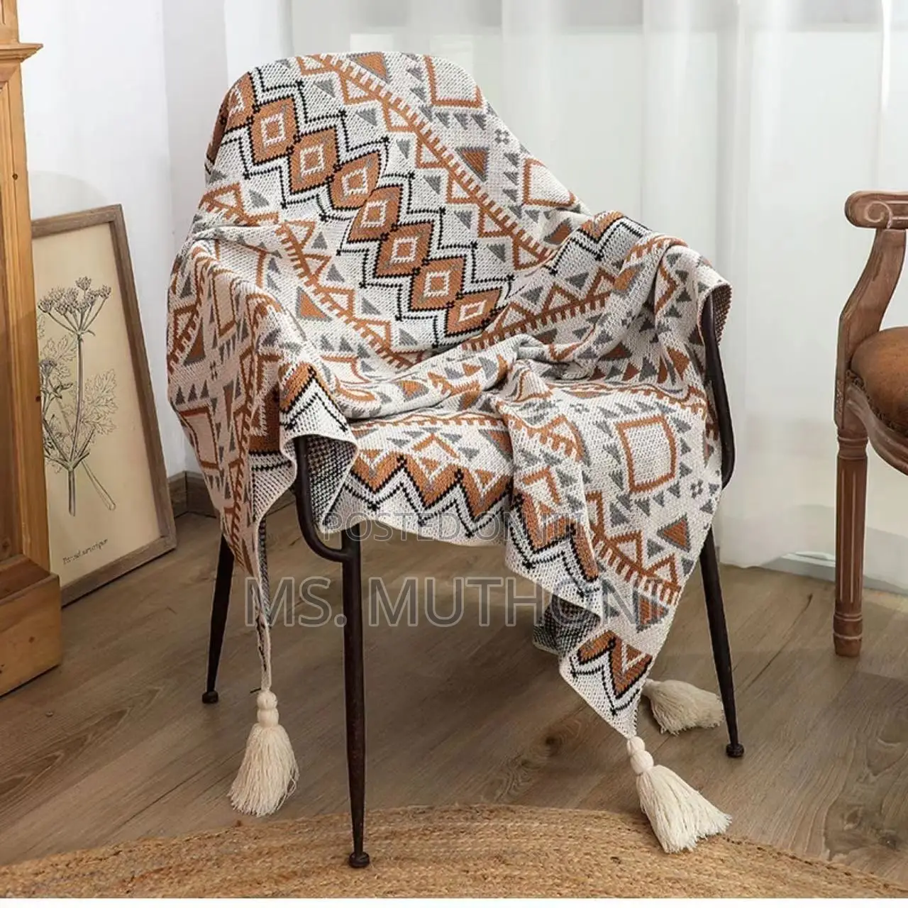 *Nordic Bohemian Knitted Throw Blankets With Tassels