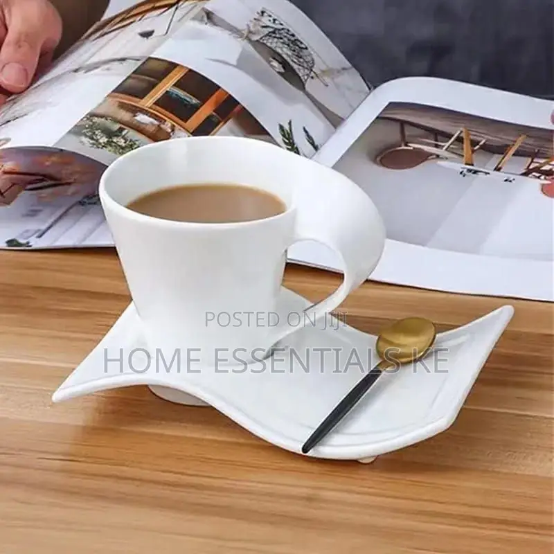 *6 PCS Ceramic Mugs/Cups + 6 Ceramic Weavy Saucers