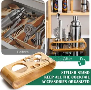 *10pcs Cocktail Shaker With a Stylish Bamboo Stand