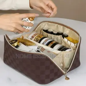 Plaid Make Up Bag Multifunctional PU Leather