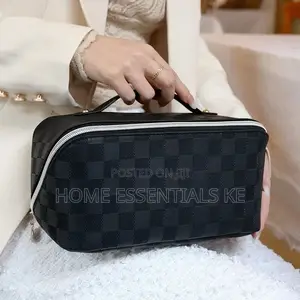 Plaid Make Up Bag Multifunctional PU Leather
