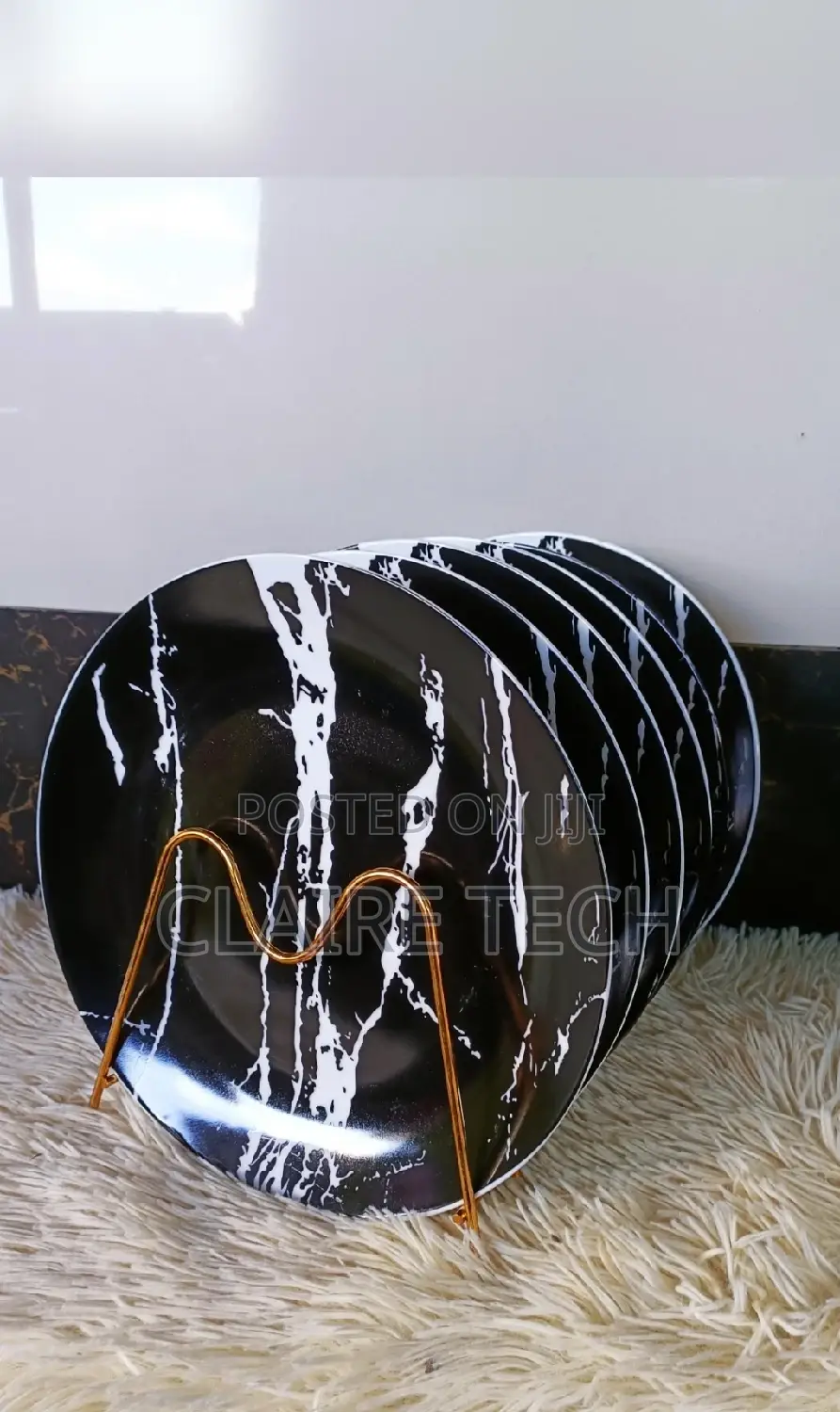 Black 6 Pieces Ceramic Plates