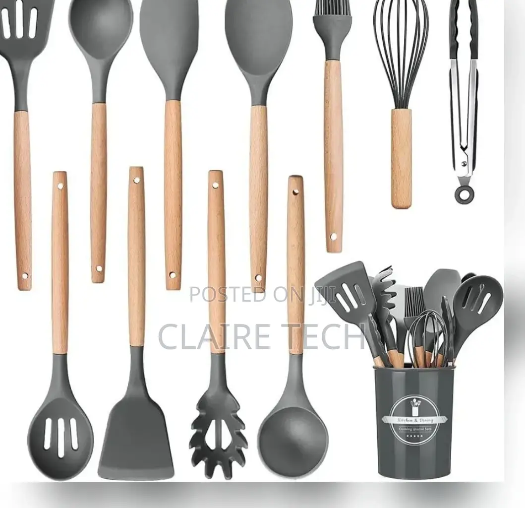 19 PCS Silicon Spoons Set Grey in Color
