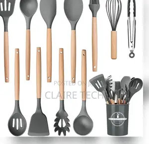 19 PCS Silicon Spoons Set Grey in Color
