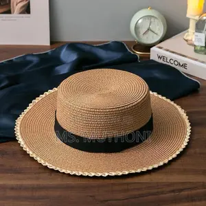 Party Black Bow Homburg Ladies Solid Paper Braid Straw Hat