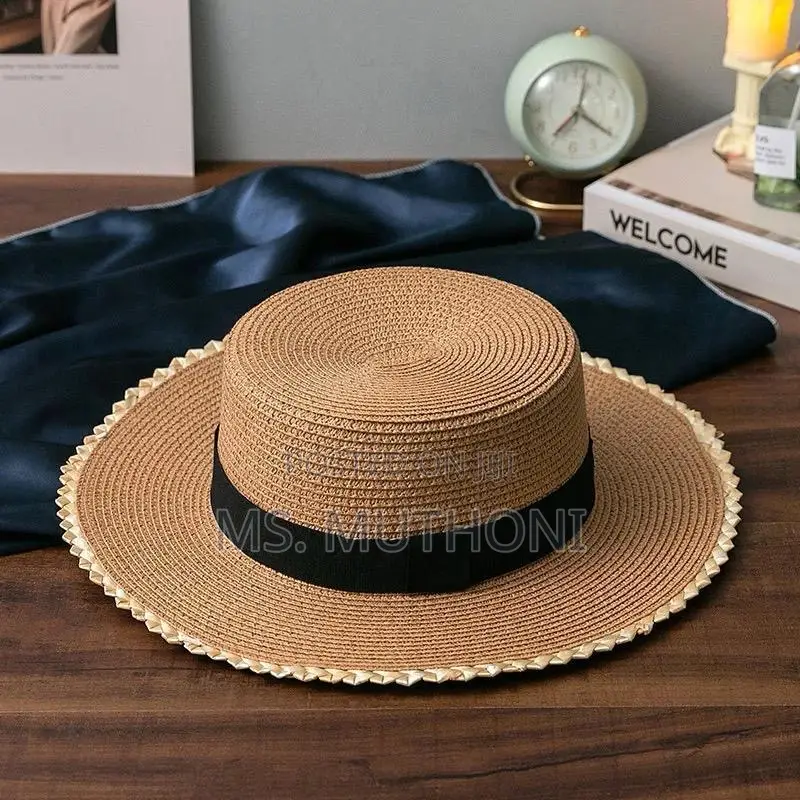 Party Black Bow Homburg Ladies Solid Paper Braid Straw Hat