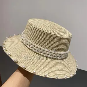 Party Black Bow Homburg Ladies Solid Paper Braid Straw Hat