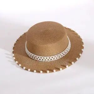 Party Black Bow Homburg Ladies Solid Paper Braid Straw Hat