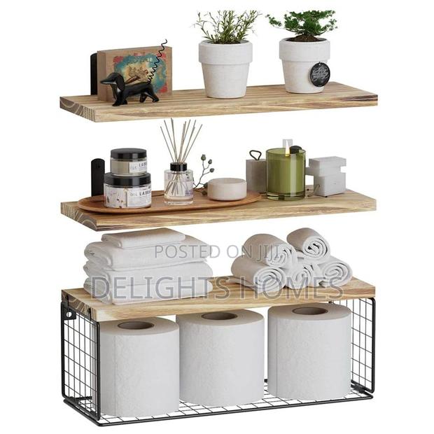 Solid Pine Wood Bathroom Floating Shelves - thumbnail 2