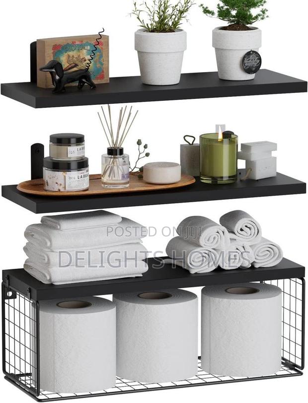 Solid Pine Wood Bathroom Floating Shelves - thumbnail 3