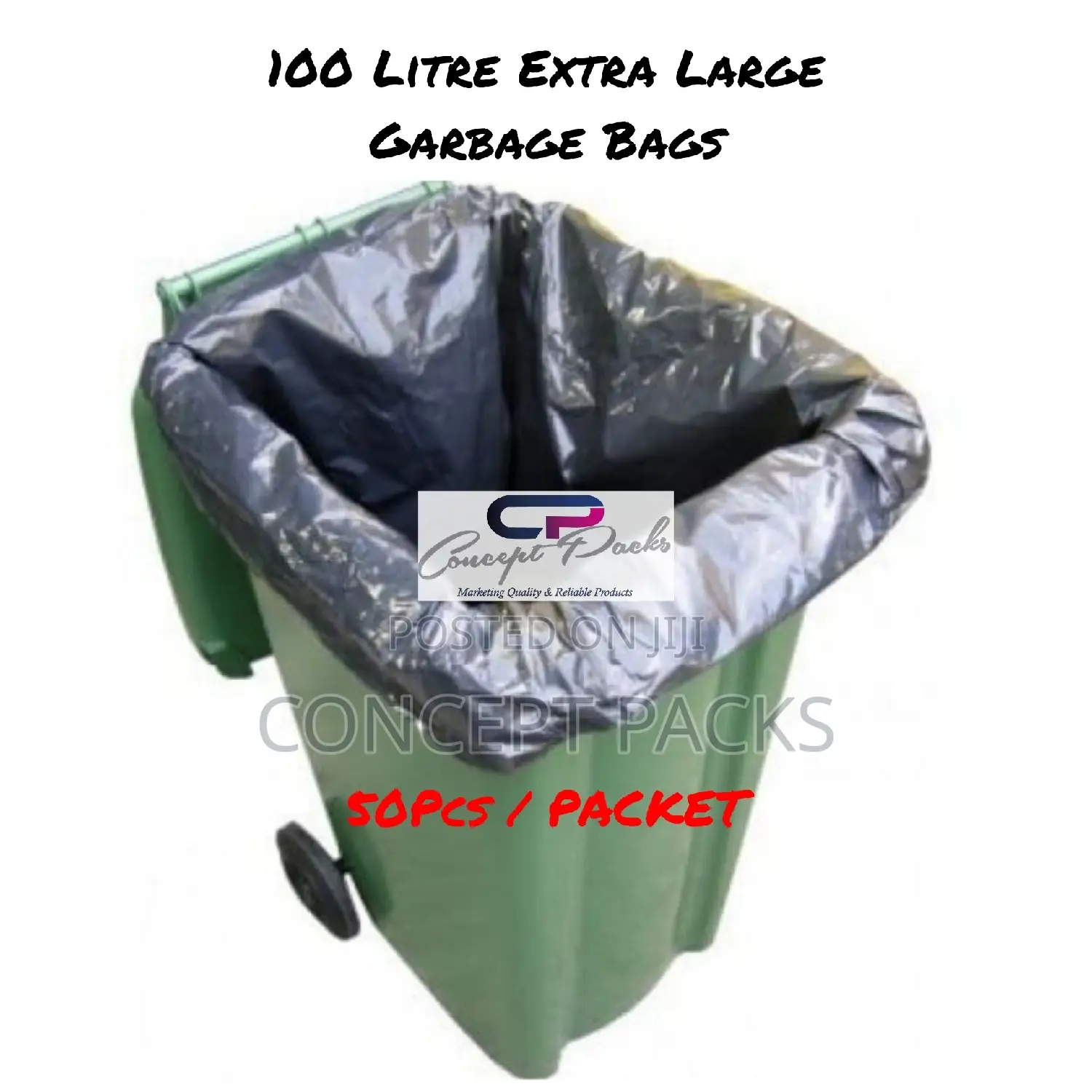 50pcs -100 Litres Extra Heavy Duty Garbage Bags