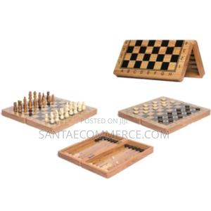 3 in 1 Chess, Checkers, Backgammon Wooden Board Game - thumbnail 2