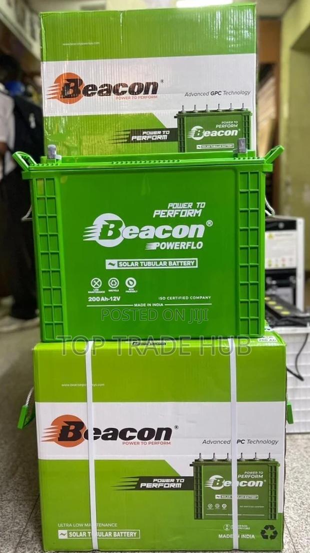 Beacon Solar Tall Tubular MF Battery 12v200ah
