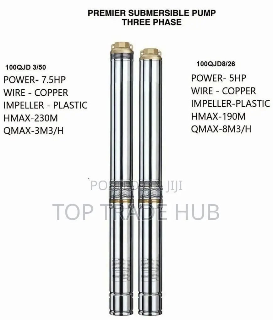Premier Submersible Pump 3 Phase 7.5 Hp 230m