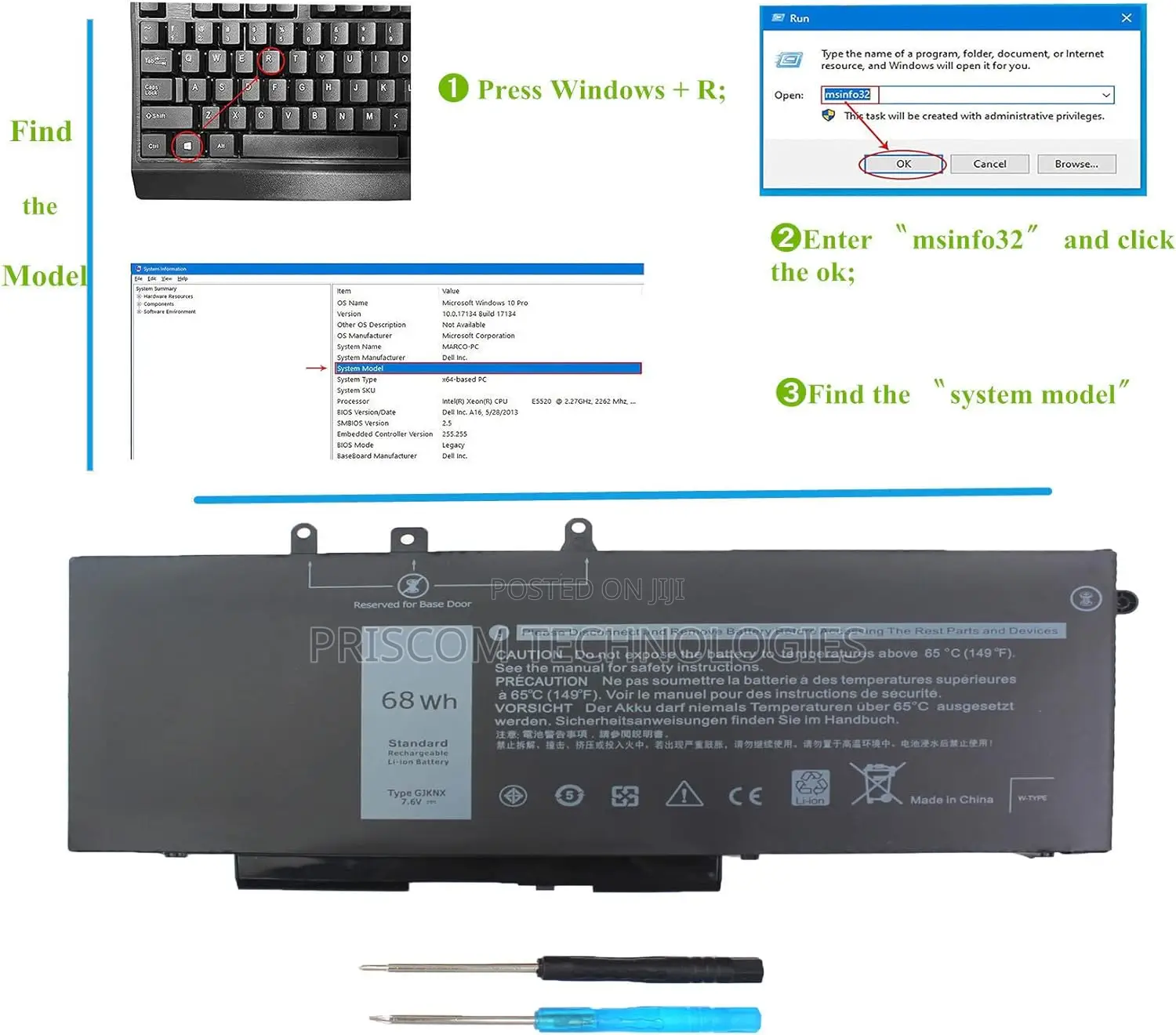 Laptop Battery Dell Gd1jp GJKNX 0gd1jp Dy9nt 0dy9nt 5yhr4