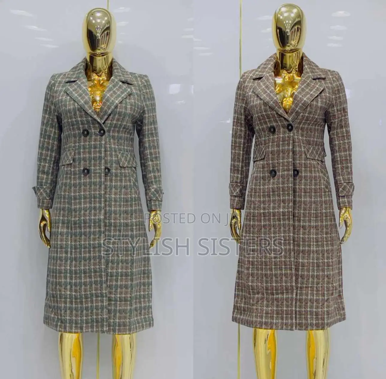 Trench Coat/ Checked Trench Coat / Long Trench Coat in Nairobi Central Clothing, Stylish