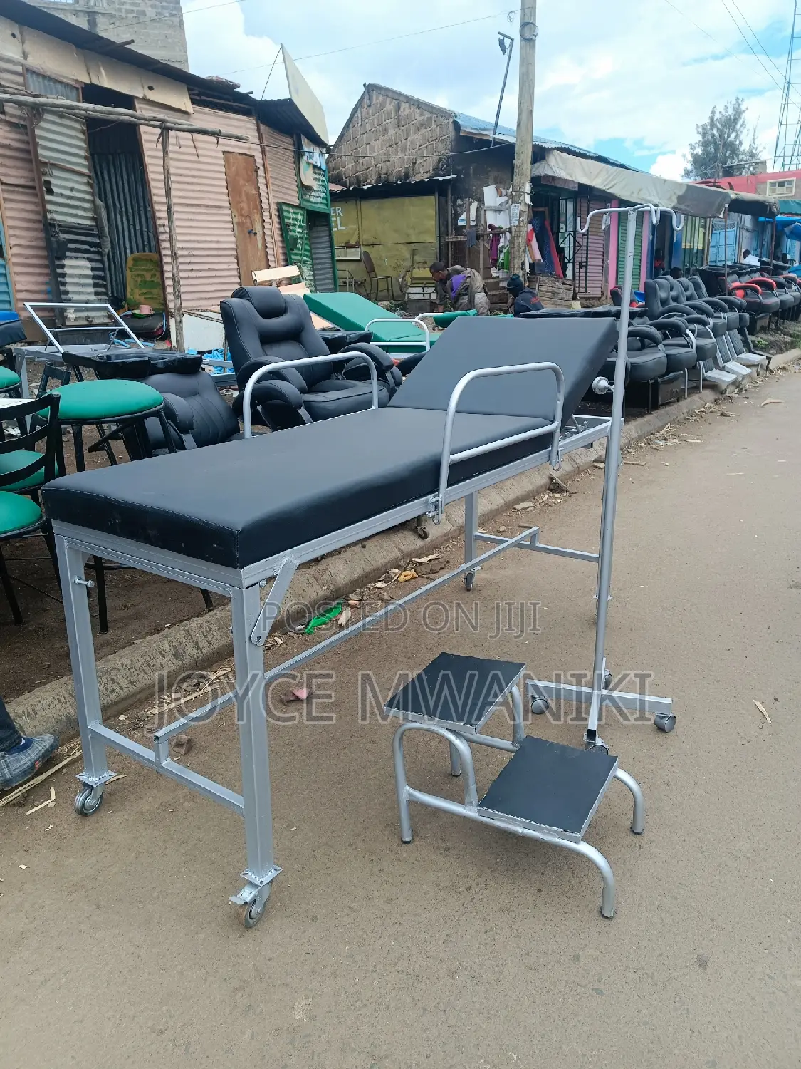 Examination Bed, Stepping Stool and Drip Stand 