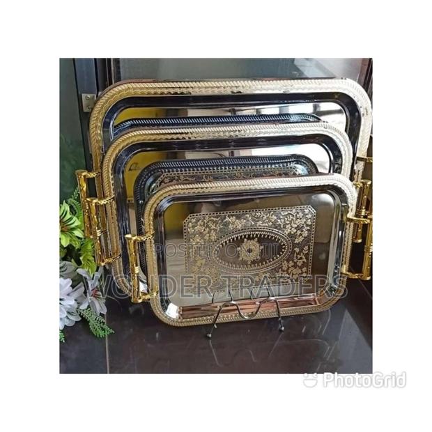 Generic Set of 3 Stainless Steel Serving Tray Is a Classy - main view