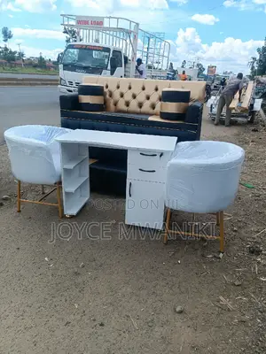 Pedicure Seat 3 Seater Black and Gold, and Manicure Set.