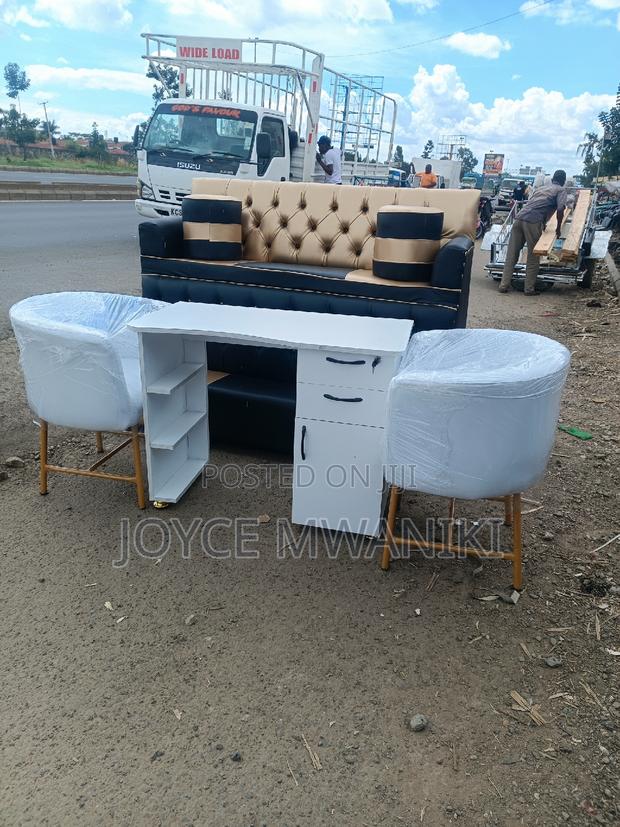 Pedicure Seat 3 Seater Black and Gold, and Manicure Set.