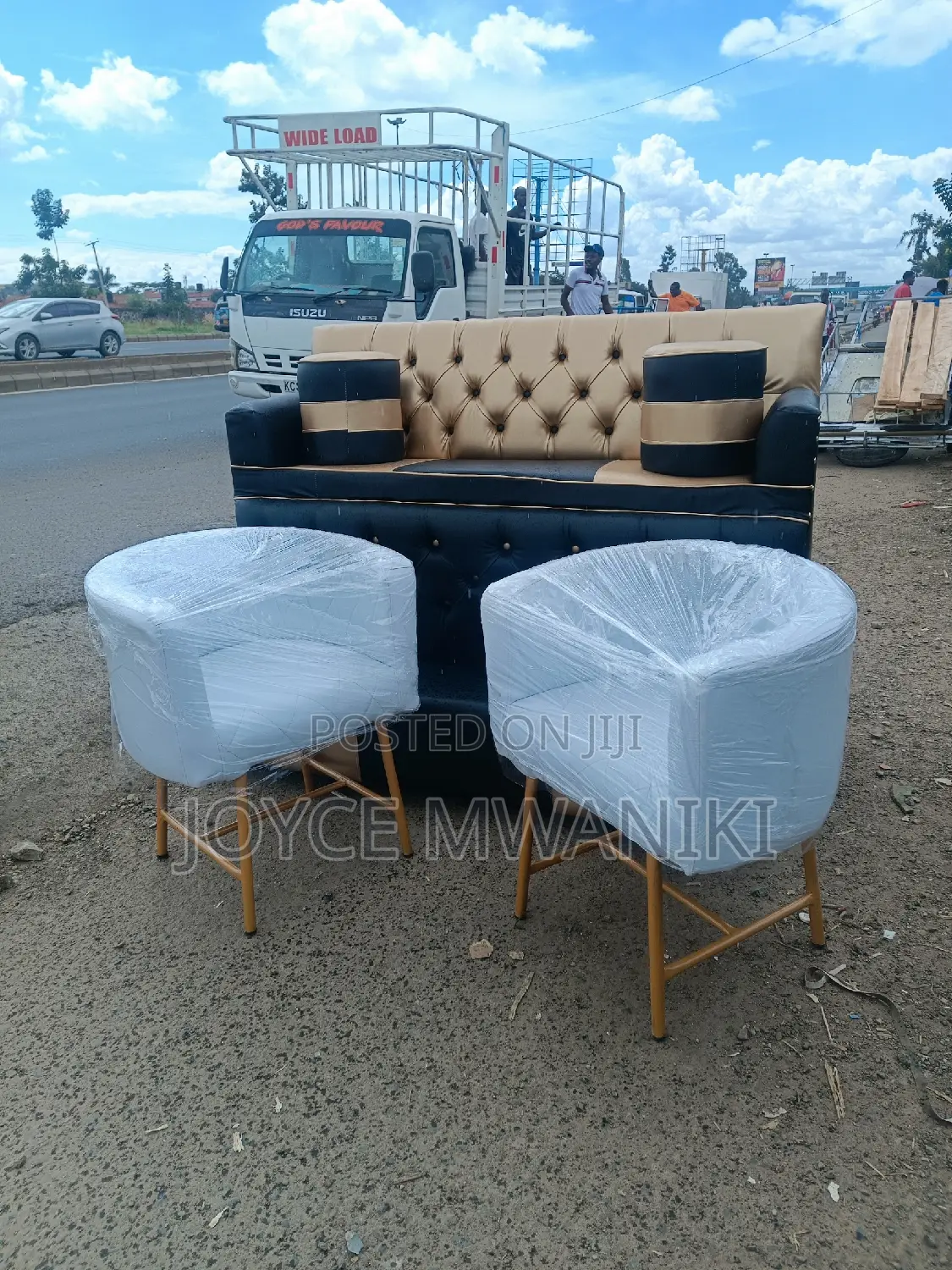 Pedicure Seat, 3 Seater Black, Gold and 2 Manicure Seats 