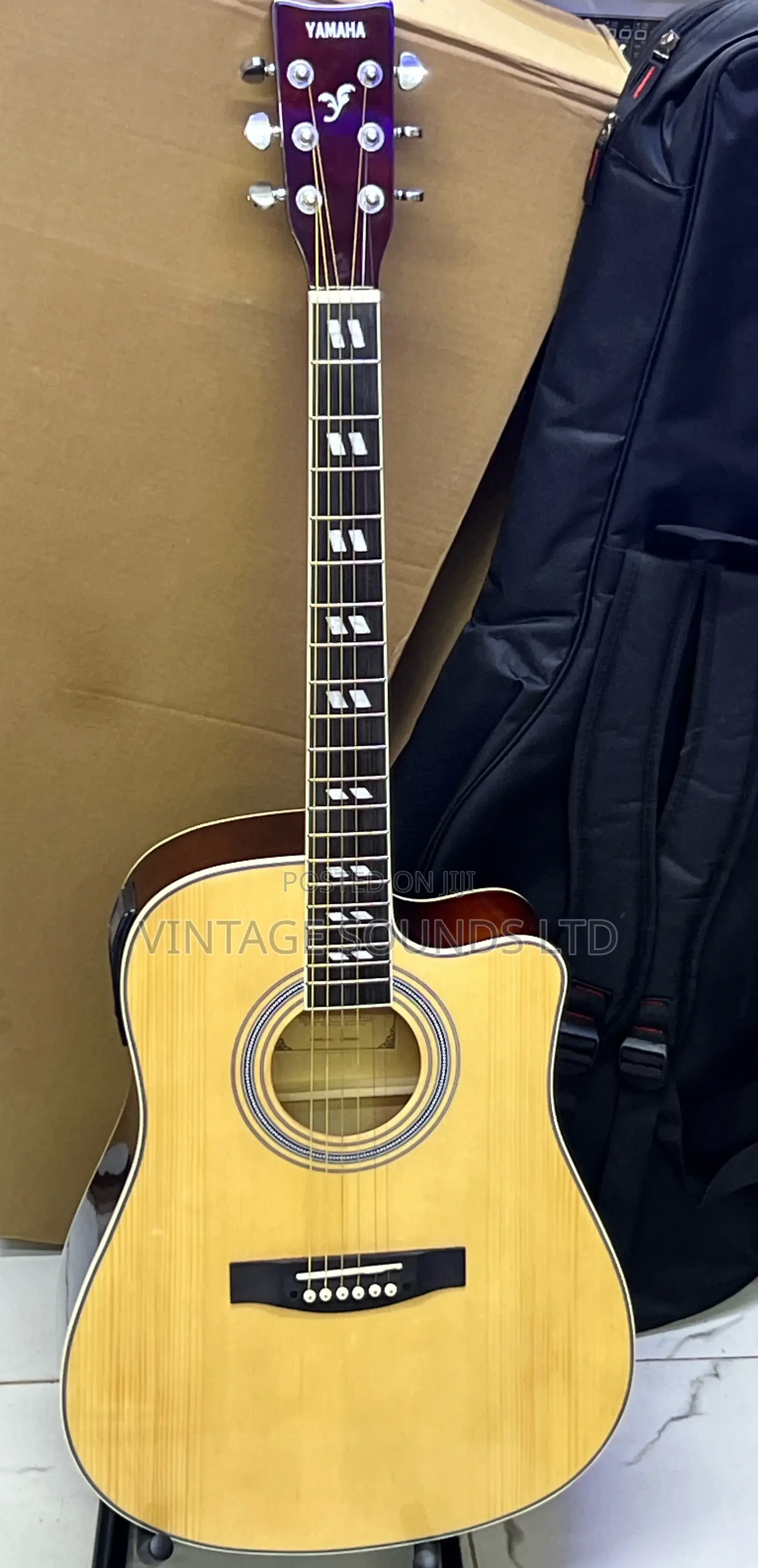 Original Yamaha Semi Acoustic Box Guitar With Heavy Gig Bag