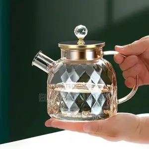Champagne Color Diamond Texture Surface Glass Kettle