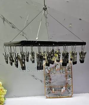 *26 Peg Metallic Cloth Drying Rack Hanger in Colour Black