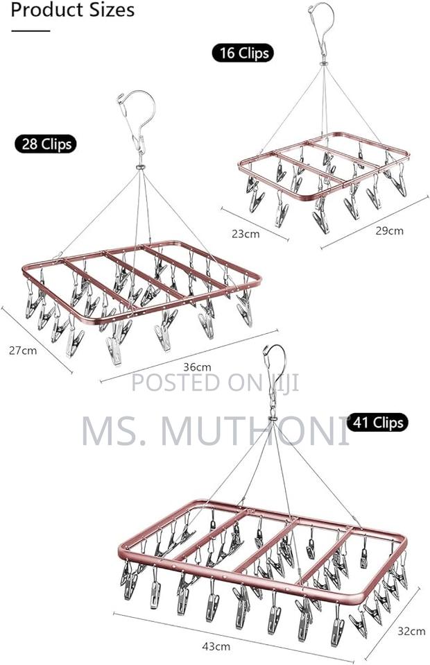 *26 Peg Metallic Cloth Drying Rack Hanger in Colour Black - thumbnail 6