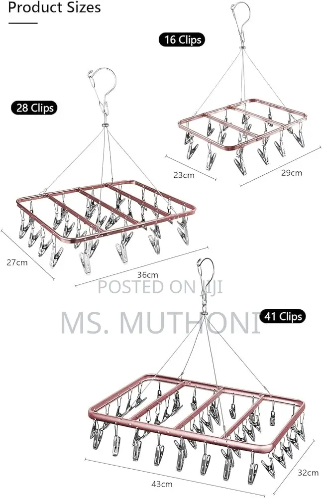 *26 Peg Metallic Cloth Drying Rack Hanger in Colour Black