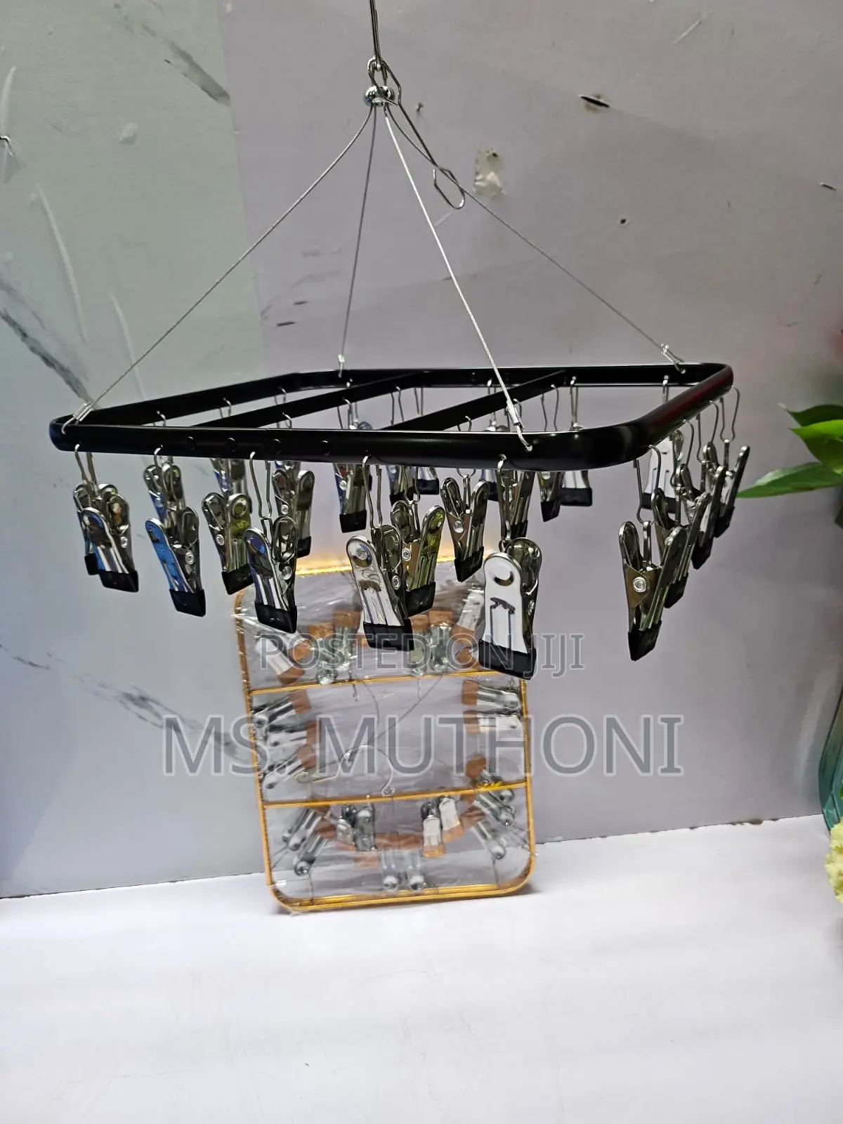 *26 Peg Metallic Cloth Drying Rack Hanger in Colour Black