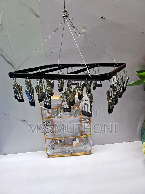 *26 Peg Metallic Cloth Drying Rack Hanger in Colour Black - thumbnail 4