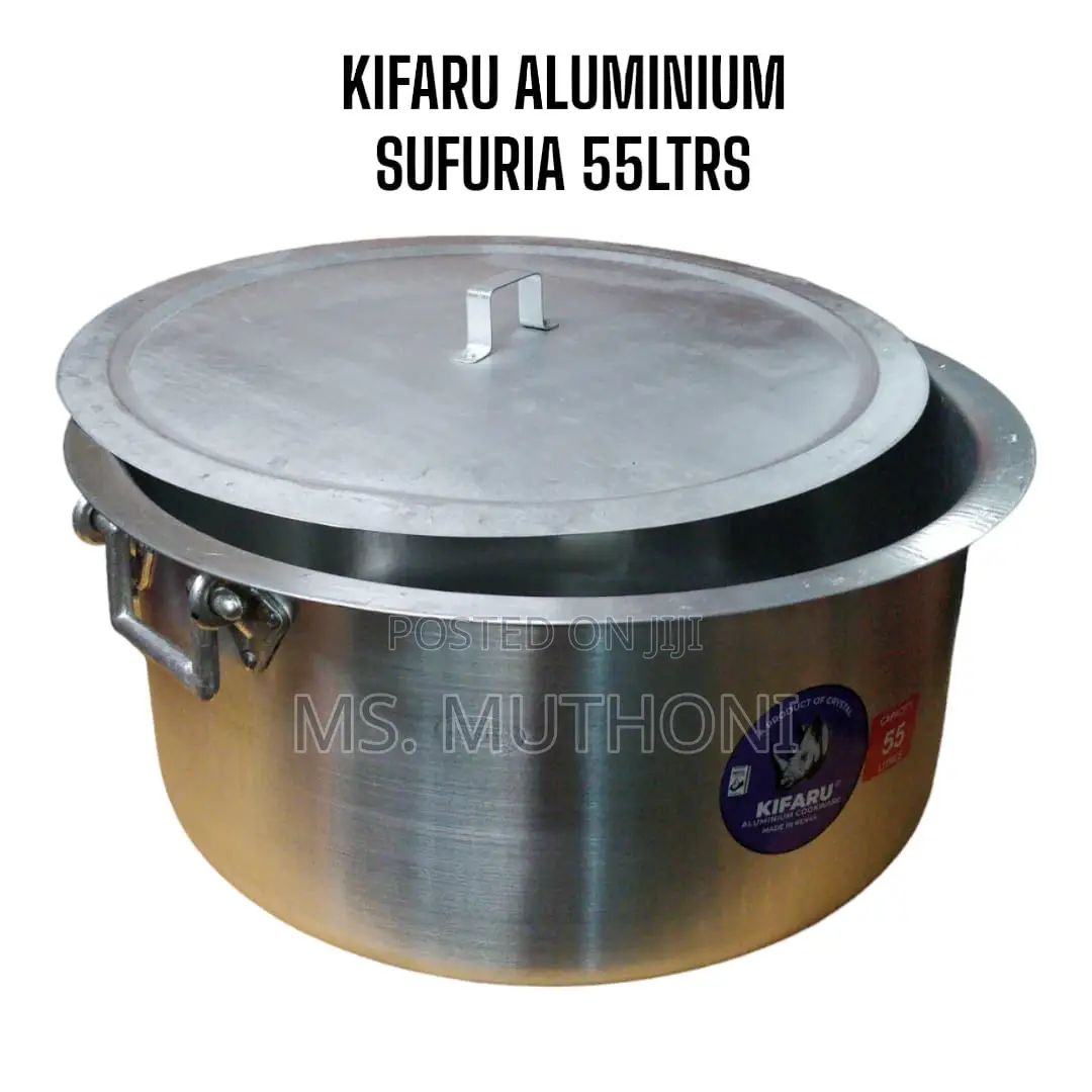 Size 36 Kifaru Aluminium Sufuria With Handle Lid 55ltrs