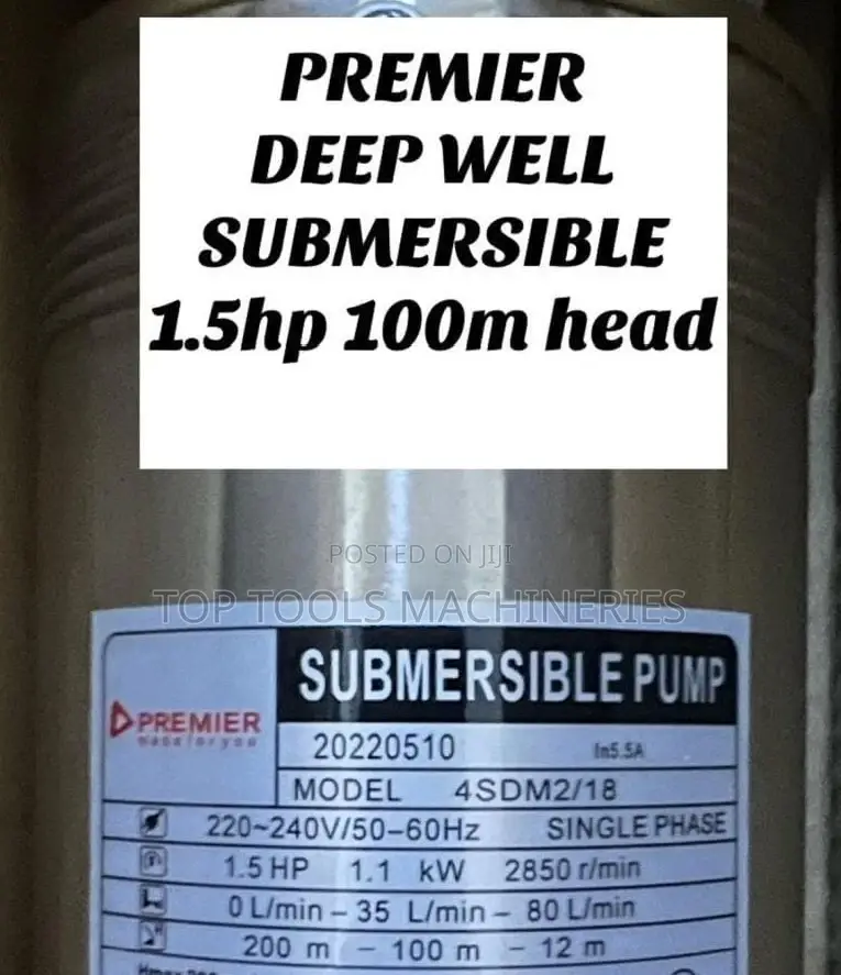 Premier Deep Well Submersible 1.5hp 100m