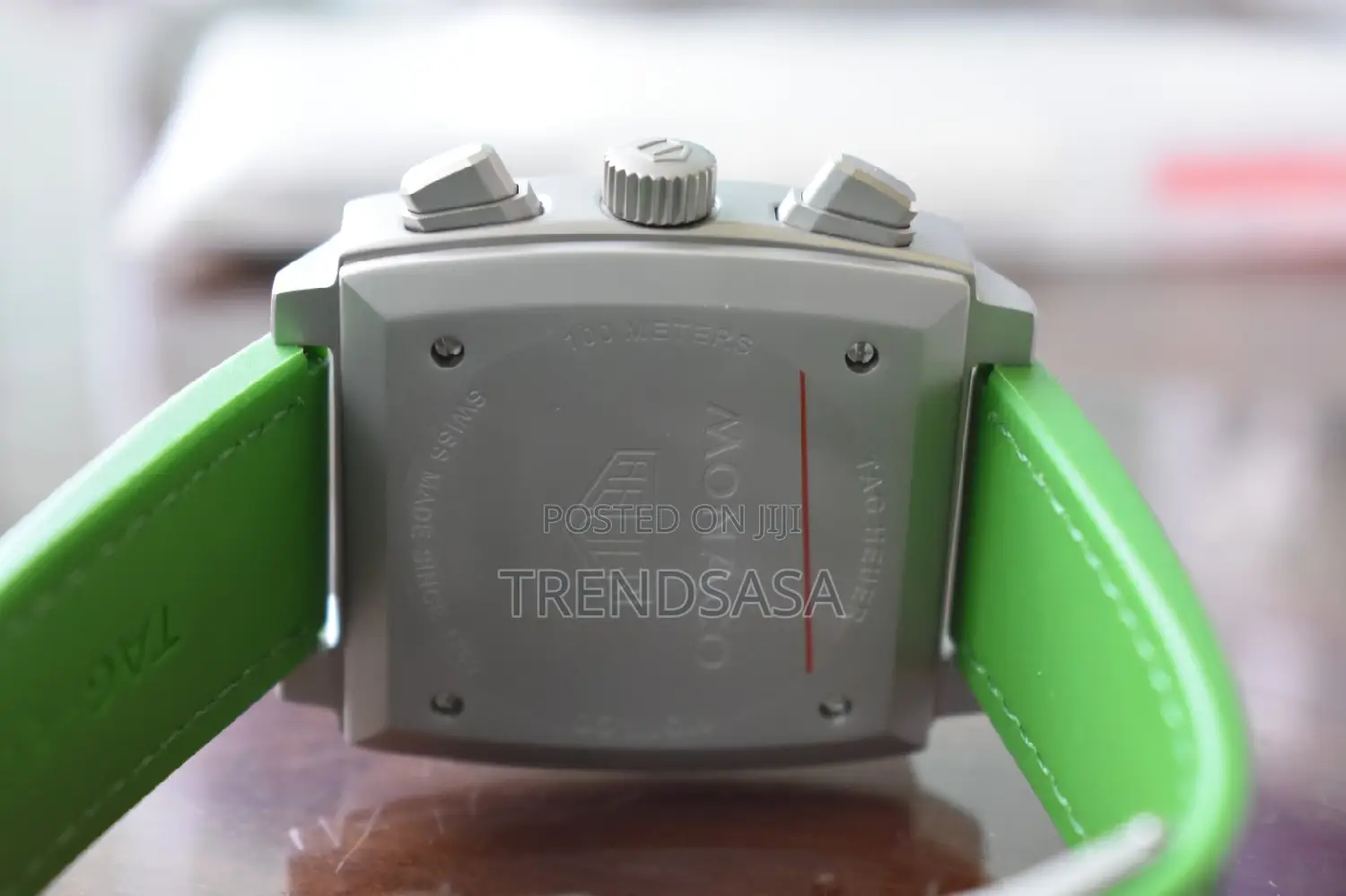 Tag Heuer Monaco Gun Metal Grey With Green Dial and Straps