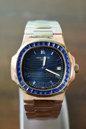 Patek Philippe Nautilus Blue Dial Rose Gold Blue Sapphires