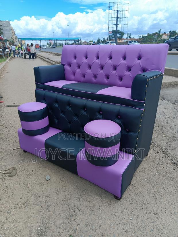 Pedicure Seat, 2 Seater Purple and Black With Armrest 
