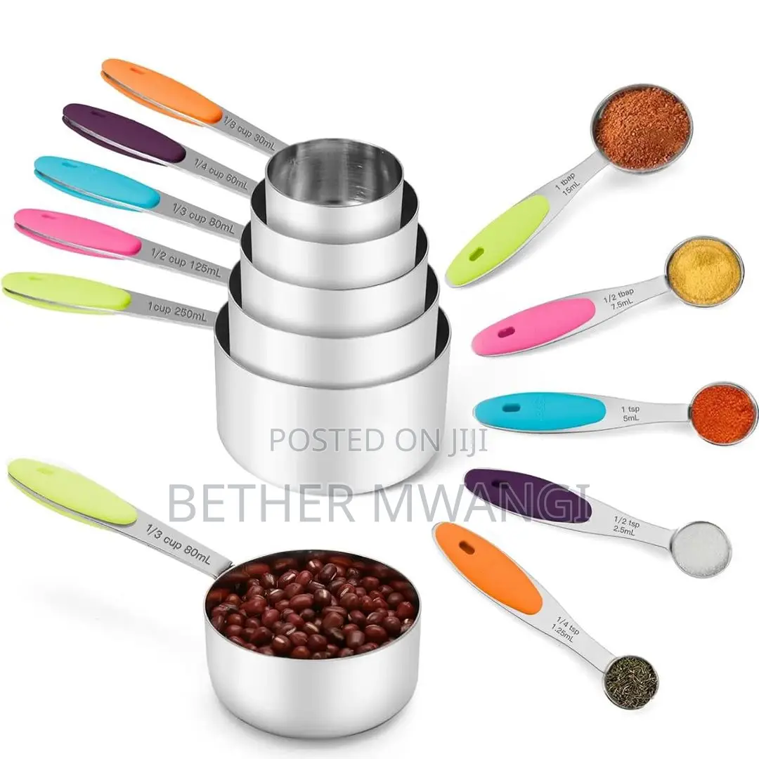 Stainless Steel Measuring Cups and Spoons Set Available.