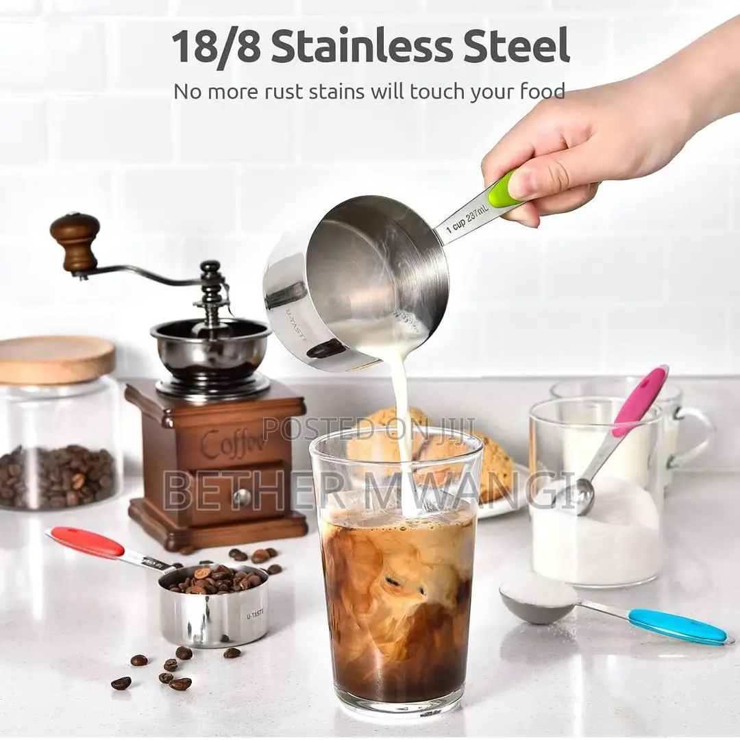 Stainless Steel Measuring Cups and Spoons Set Available.