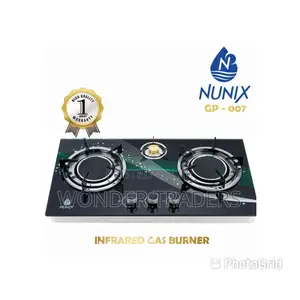 Nunix Glass Top Double Burner Gas Cooker