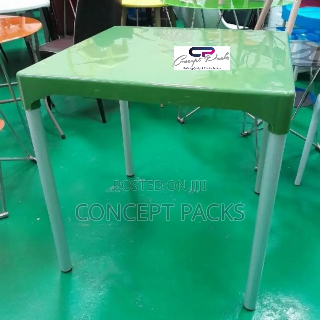 Square Garden Table With Metallic Legs