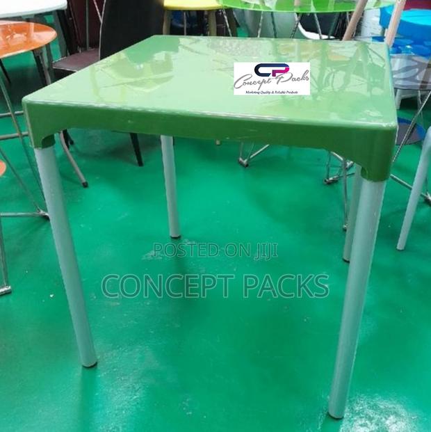 Square Garden Table With Metallic Legs
